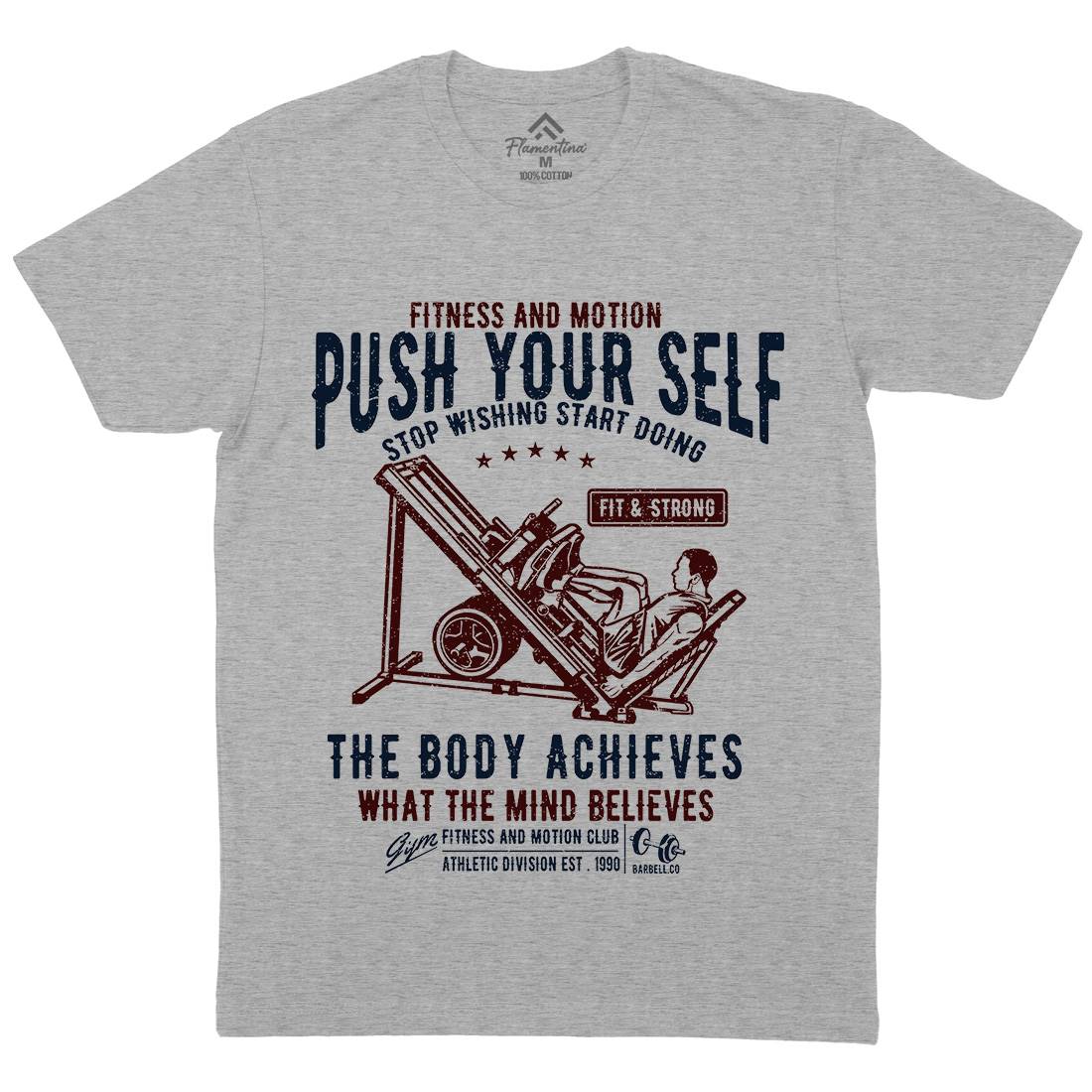 Push Yourself Mens Organic Crew Neck T-Shirt Gym A114