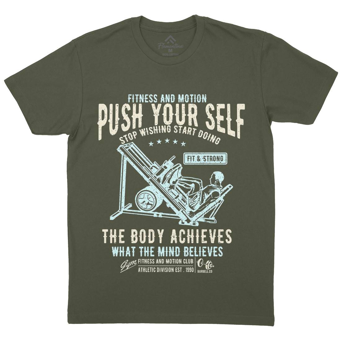 Push Yourself Mens Organic Crew Neck T-Shirt Gym A114