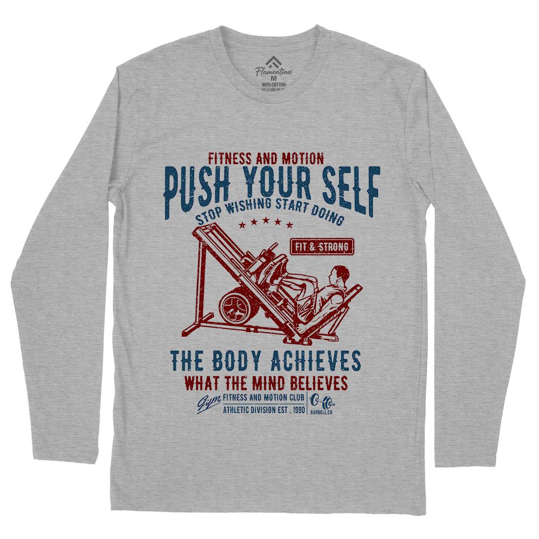 Push Yourself Mens Long Sleeve T-Shirt Gym A114