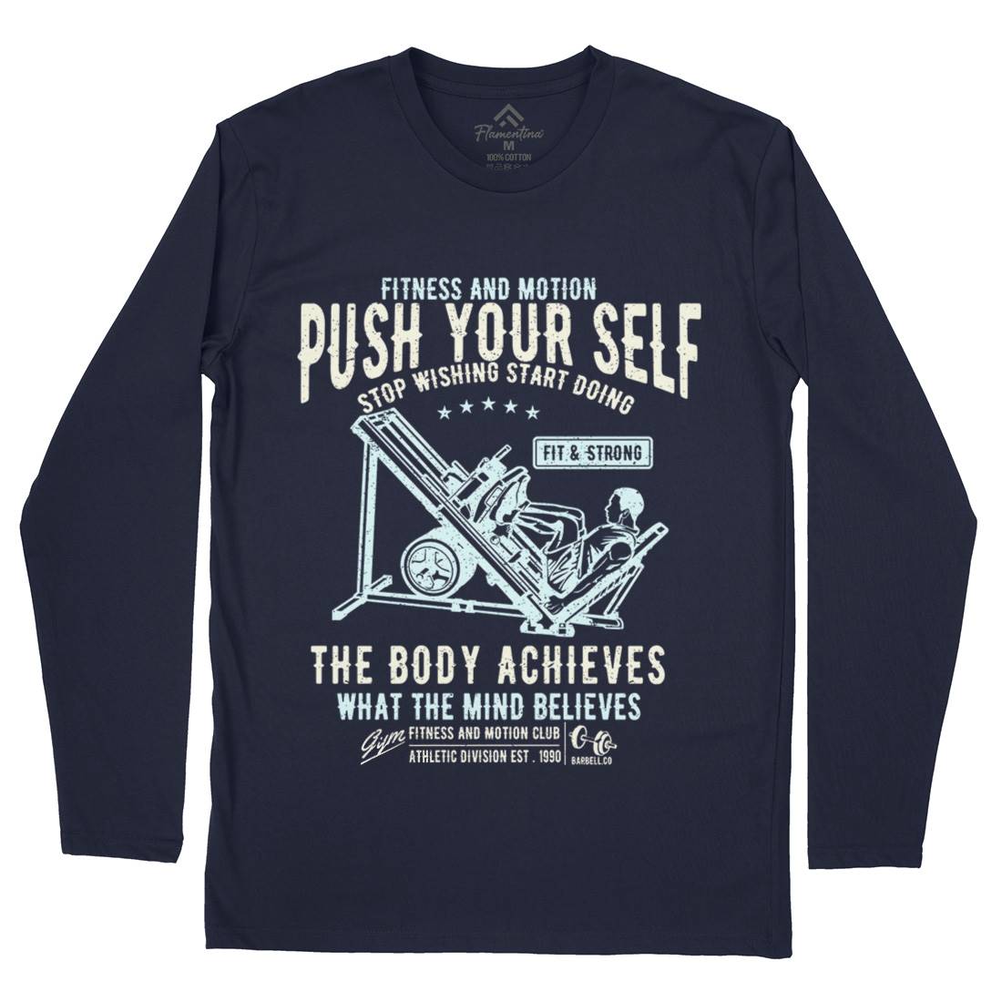 Push Yourself Mens Long Sleeve T-Shirt Gym A114