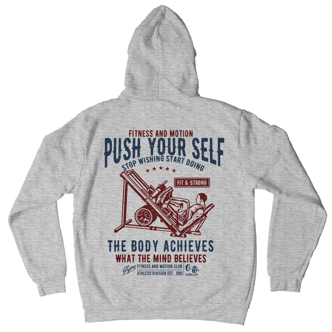 Push Yourself Mens Hoodie With Pocket Gym A114