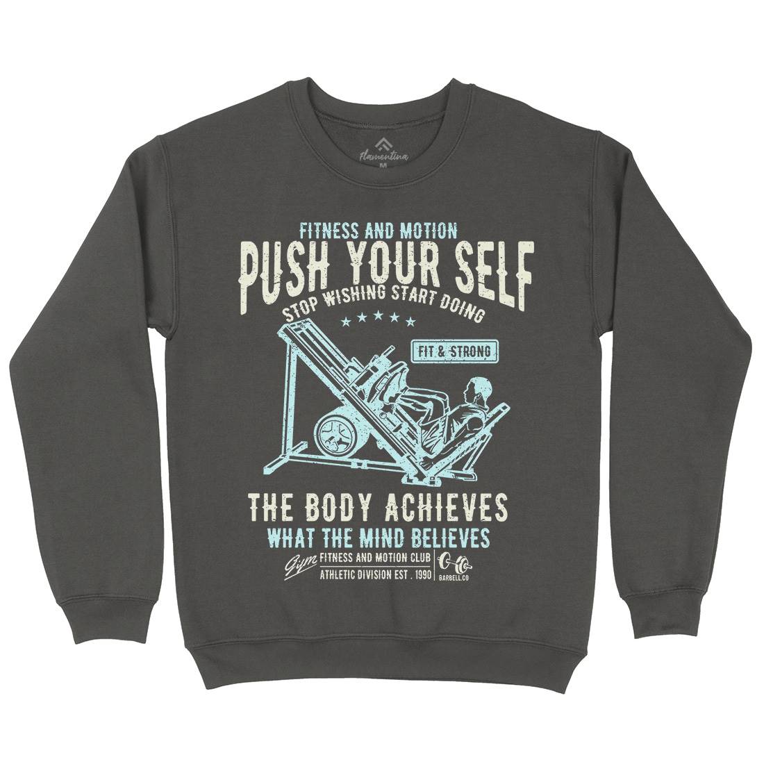 Push Yourself Mens Crew Neck Sweatshirt Gym A114