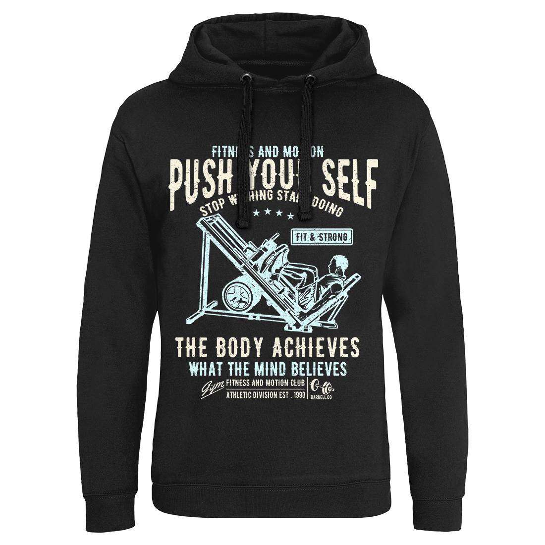 Push Yourself Mens Hoodie Without Pocket Gym A114