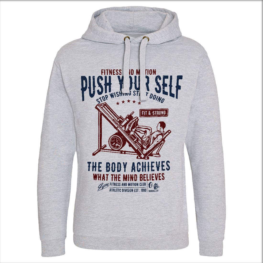 Push Yourself Mens Hoodie Without Pocket Gym A114