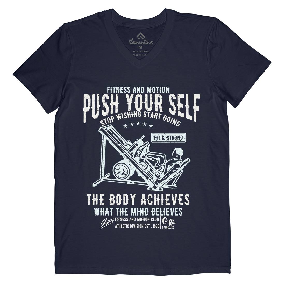 Push Yourself Mens V-Neck T-Shirt Gym A114