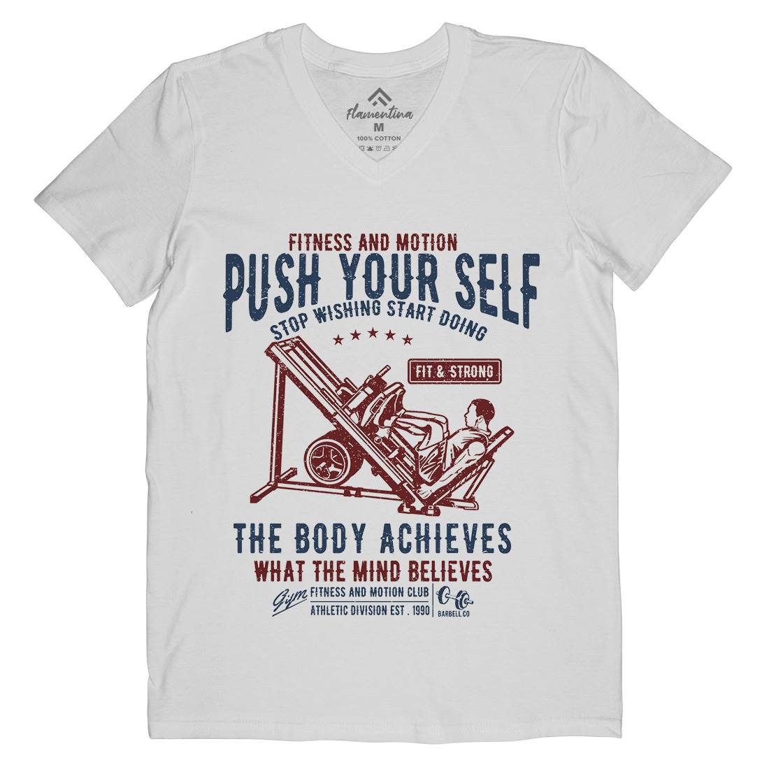 Push Yourself Mens Organic V-Neck T-Shirt Gym A114