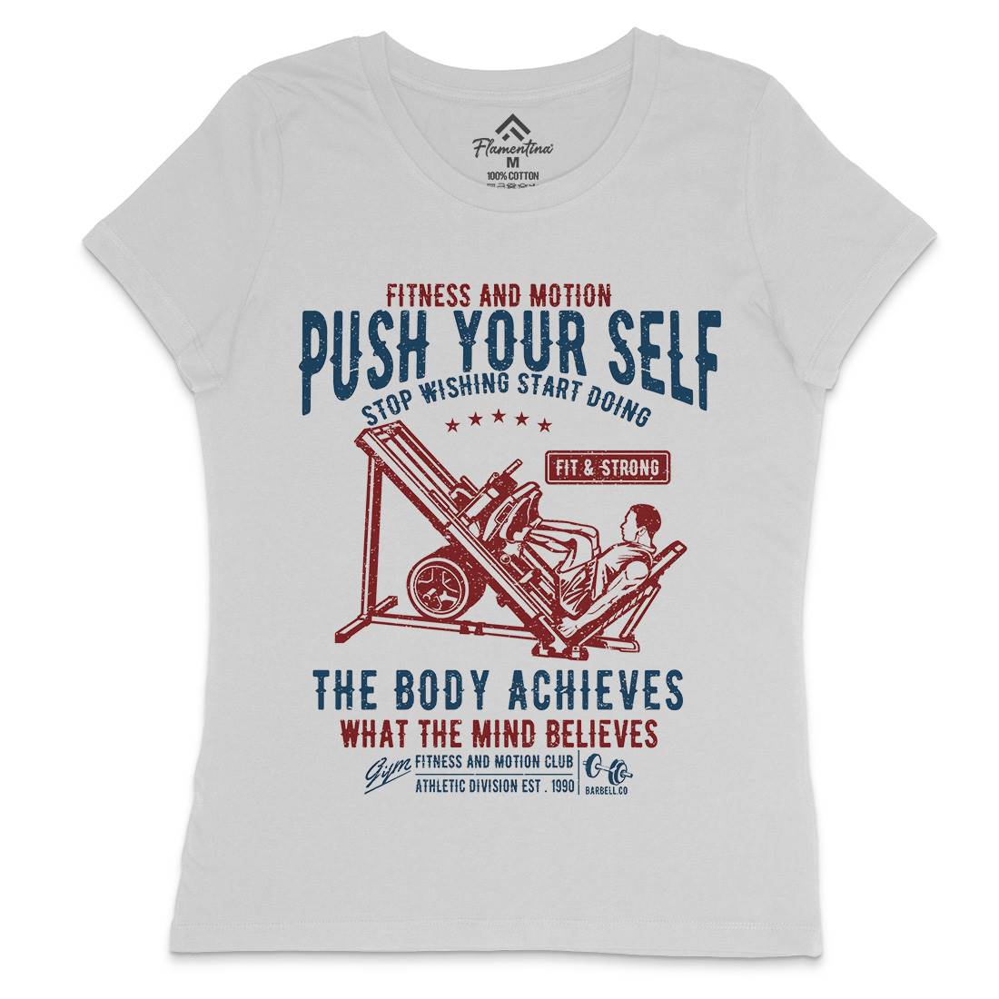 Push Yourself Womens Crew Neck T-Shirt Gym A114