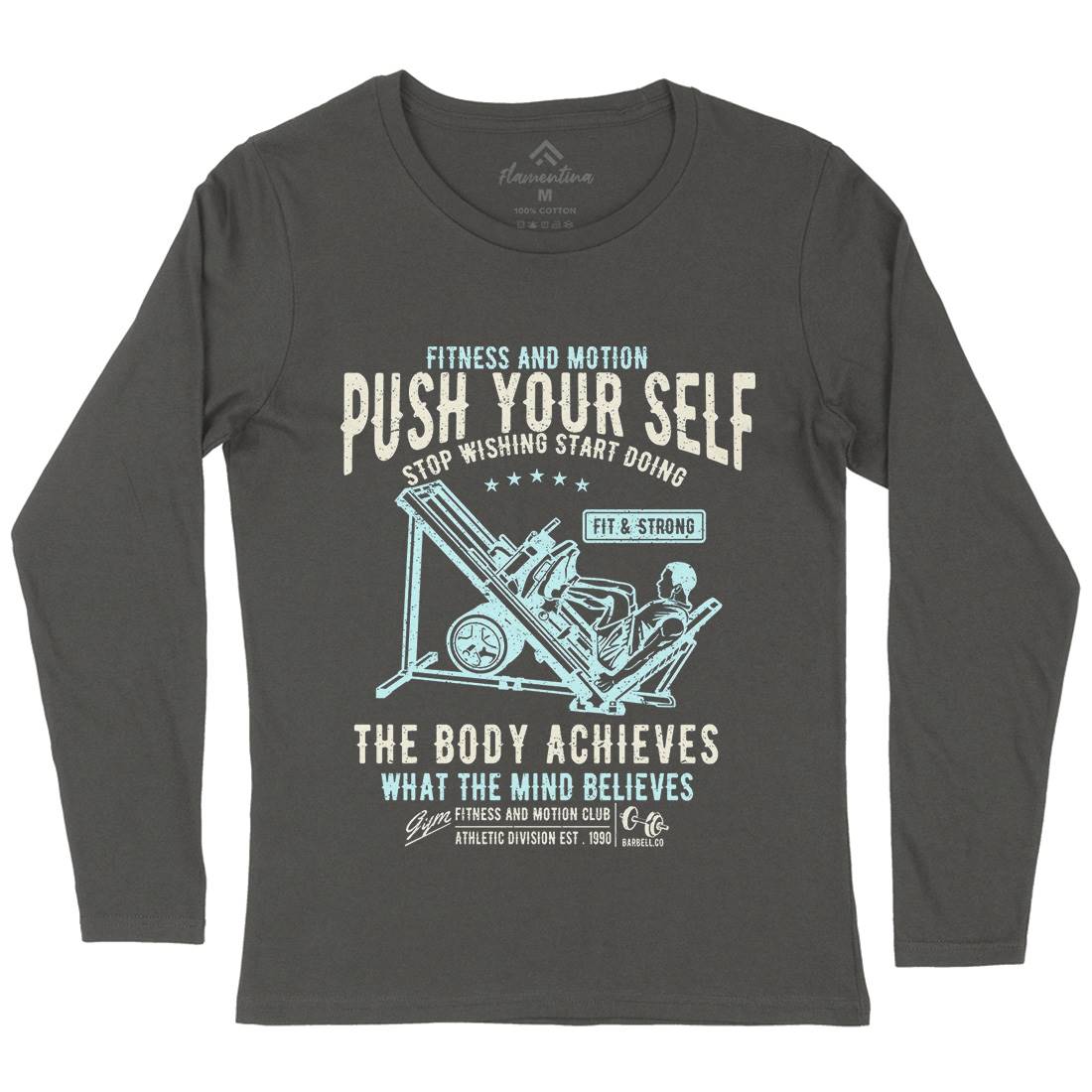 Push Yourself Womens Long Sleeve T-Shirt Gym A114