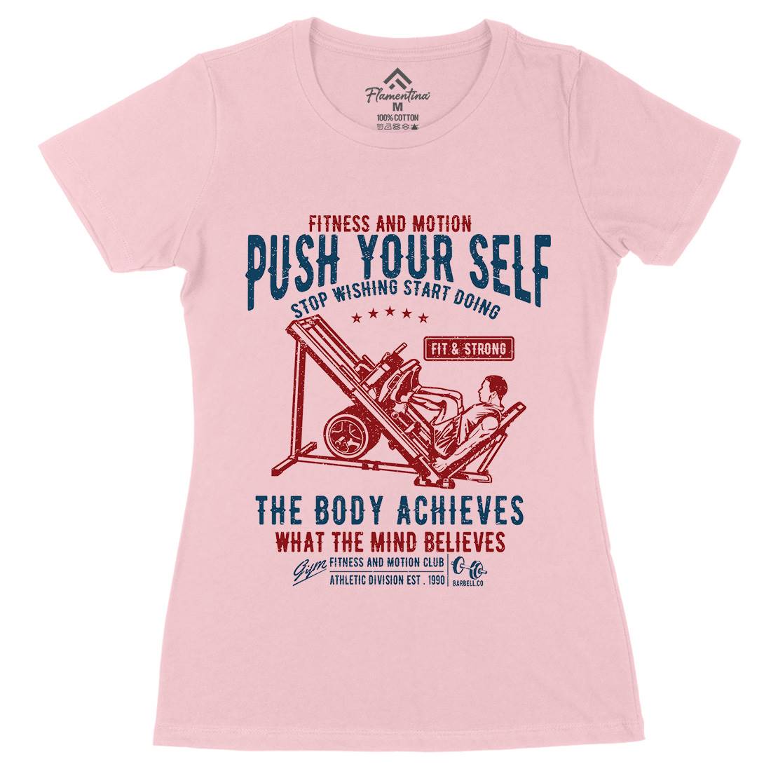 Push Yourself Womens Organic Crew Neck T-Shirt Gym A114