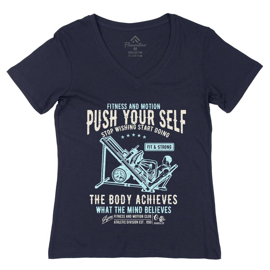Push Yourself Womens Organic V-Neck T-Shirt Gym A114