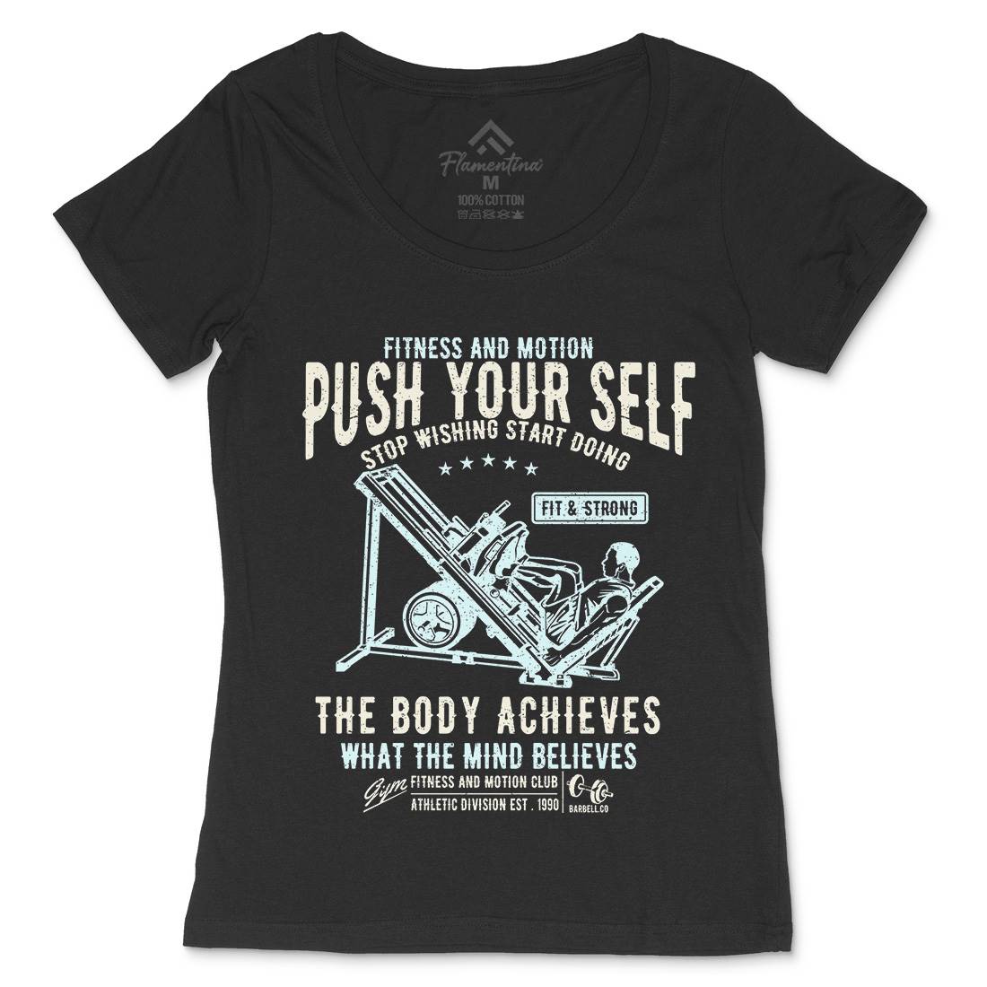 Push Yourself Womens Scoop Neck T-Shirt Gym A114