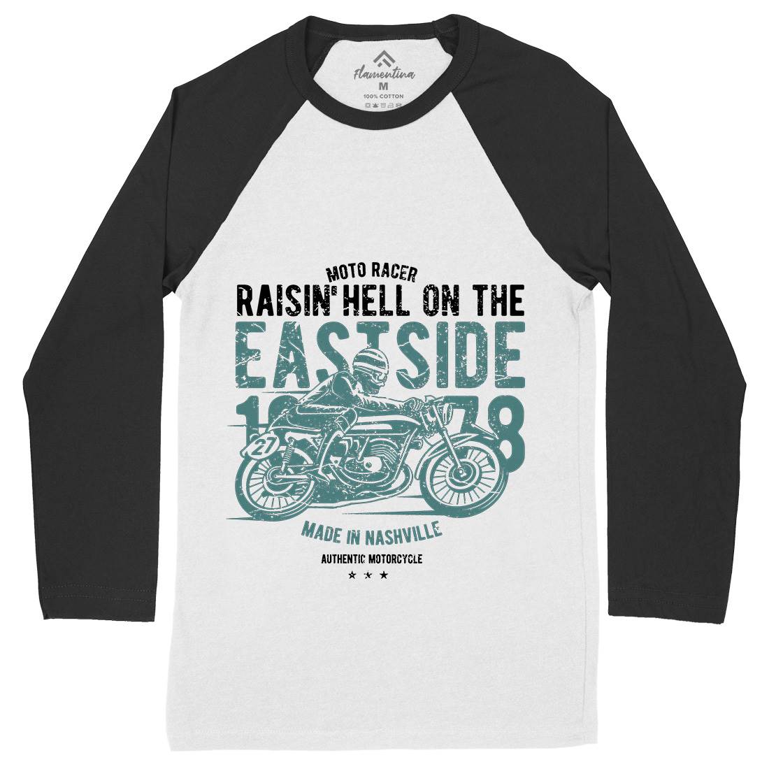 Raisin&#39; Hell Mens Long Sleeve Baseball T-Shirt Motorcycles A115