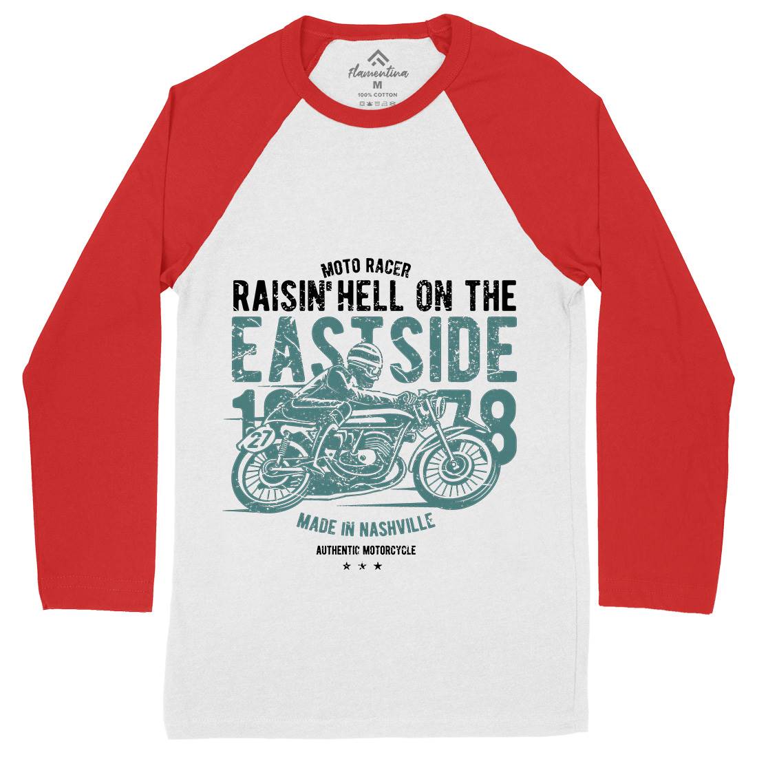 Raisin&#39; Hell Mens Long Sleeve Baseball T-Shirt Motorcycles A115
