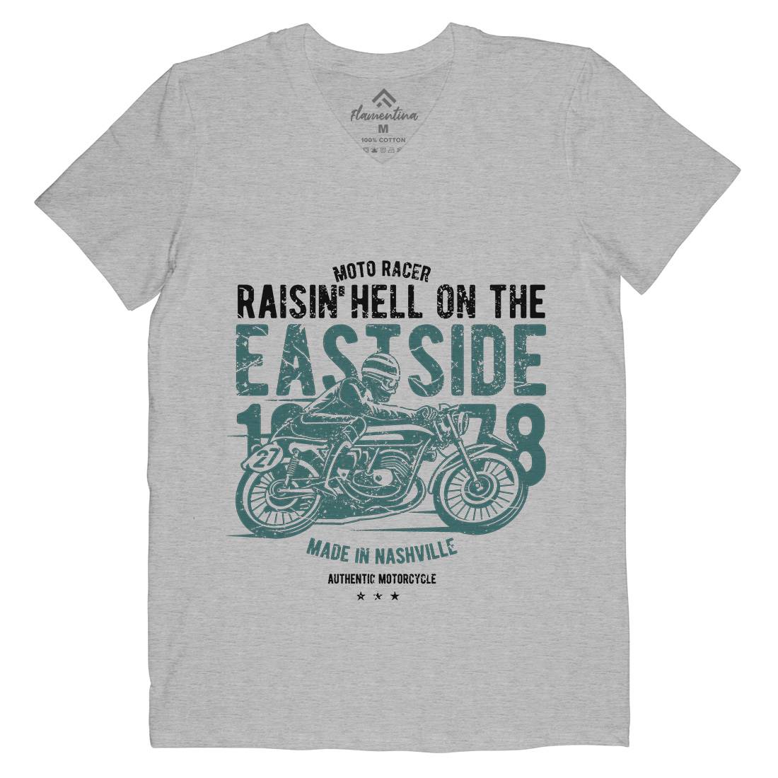 Raisin&#39; Hell Mens Organic V-Neck T-Shirt Motorcycles A115
