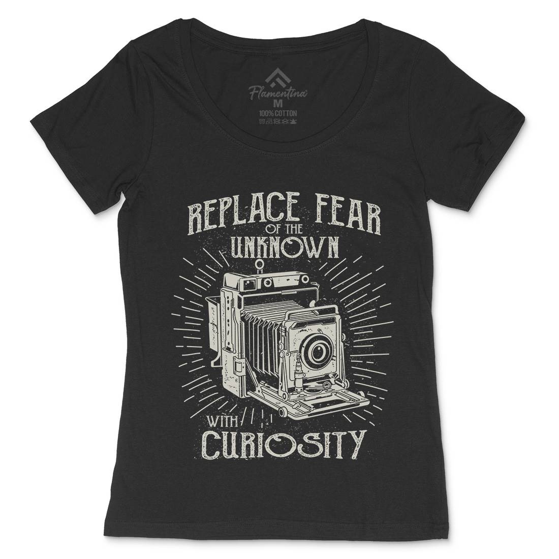 Replace Fear Womens Scoop Neck T-Shirt Media A116