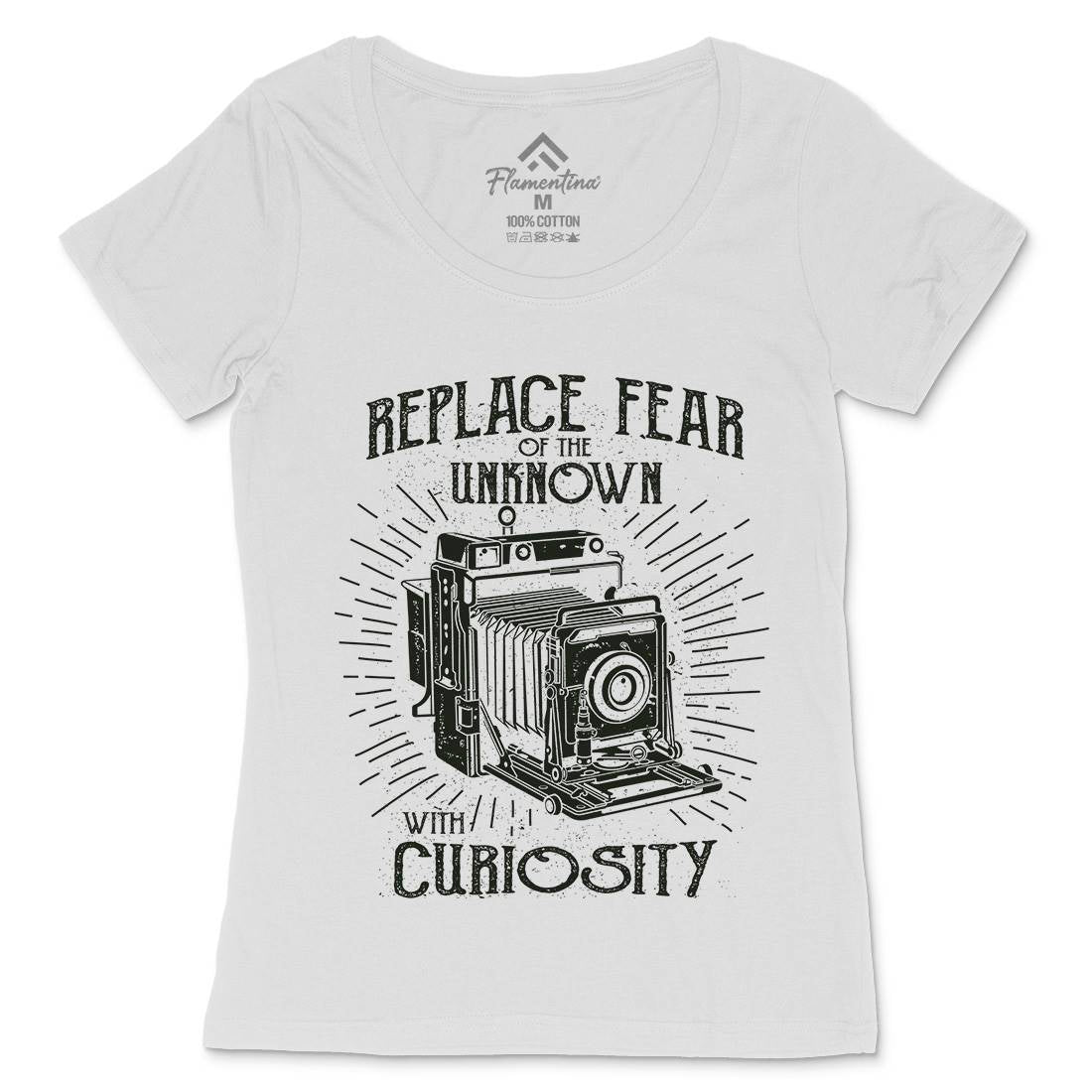 Replace Fear Womens Scoop Neck T-Shirt Media A116
