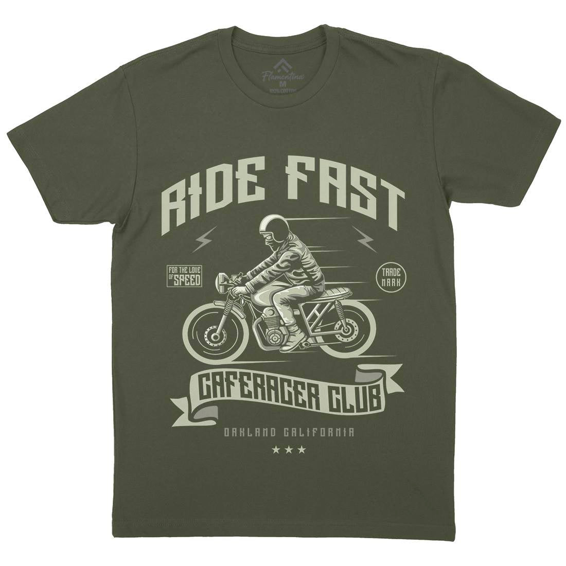 Ride Fast Mens Organic Crew Neck T-Shirt Motorcycles A117