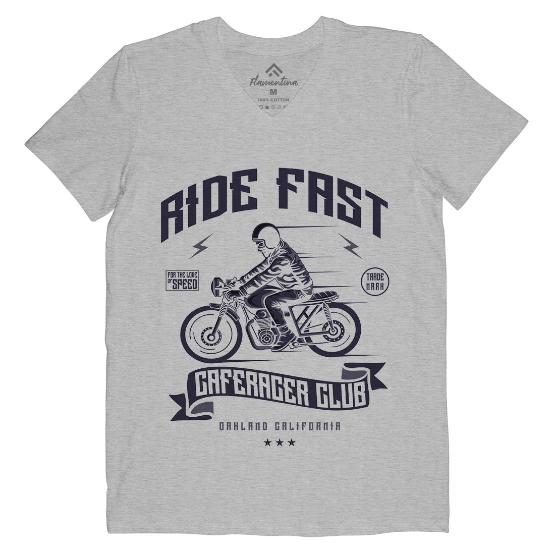 Ride Fast Mens V-Neck T-Shirt Motorcycles A117