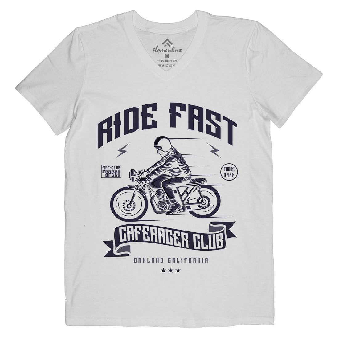 Ride Fast Mens Organic V-Neck T-Shirt Motorcycles A117