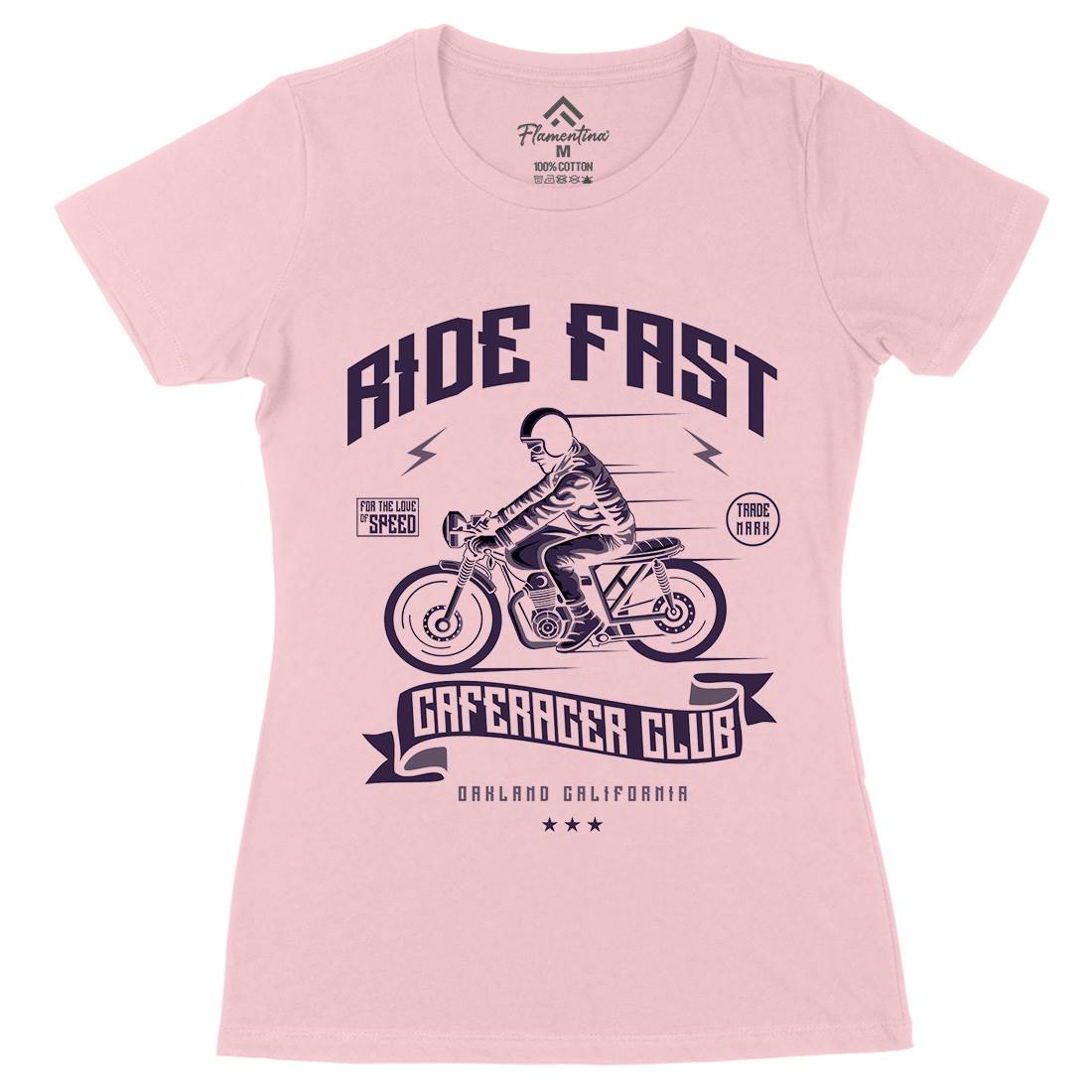 Ride Fast Womens Organic Crew Neck T-Shirt Motorcycles A117