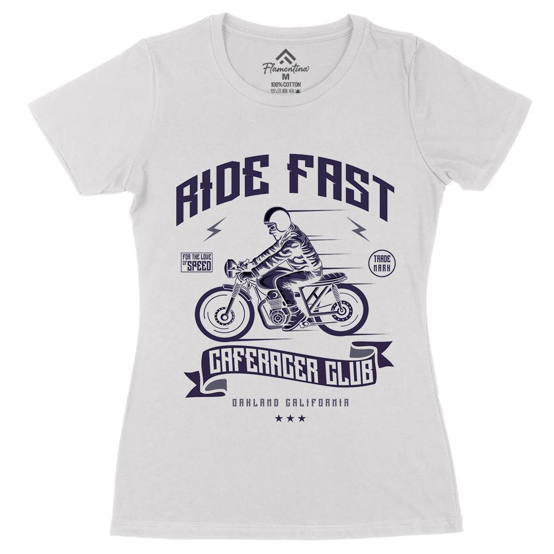 Ride Fast Womens Organic Crew Neck T-Shirt Motorcycles A117