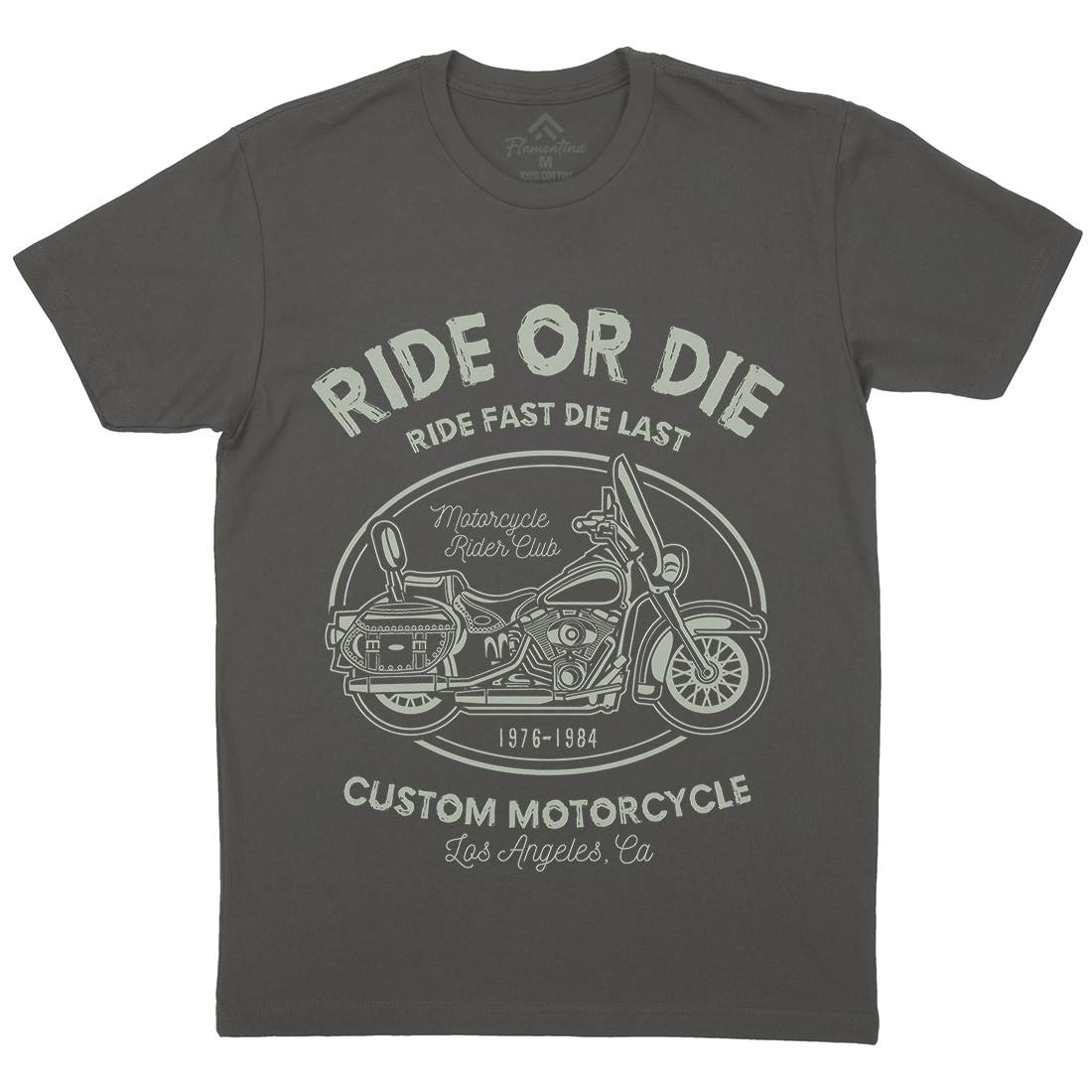 Ride Or Die Mens Organic Crew Neck T-Shirt Motorcycles A118
