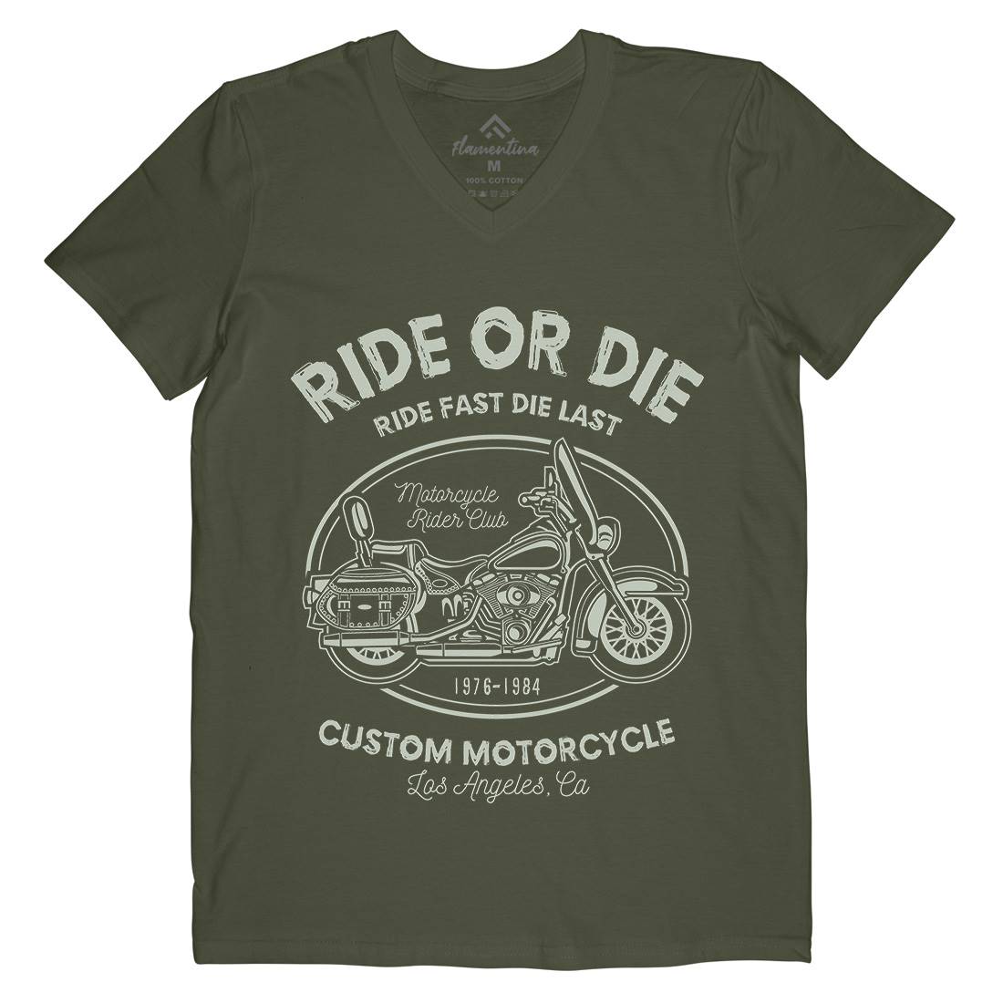 Ride Or Die Mens Organic V-Neck T-Shirt Motorcycles A118