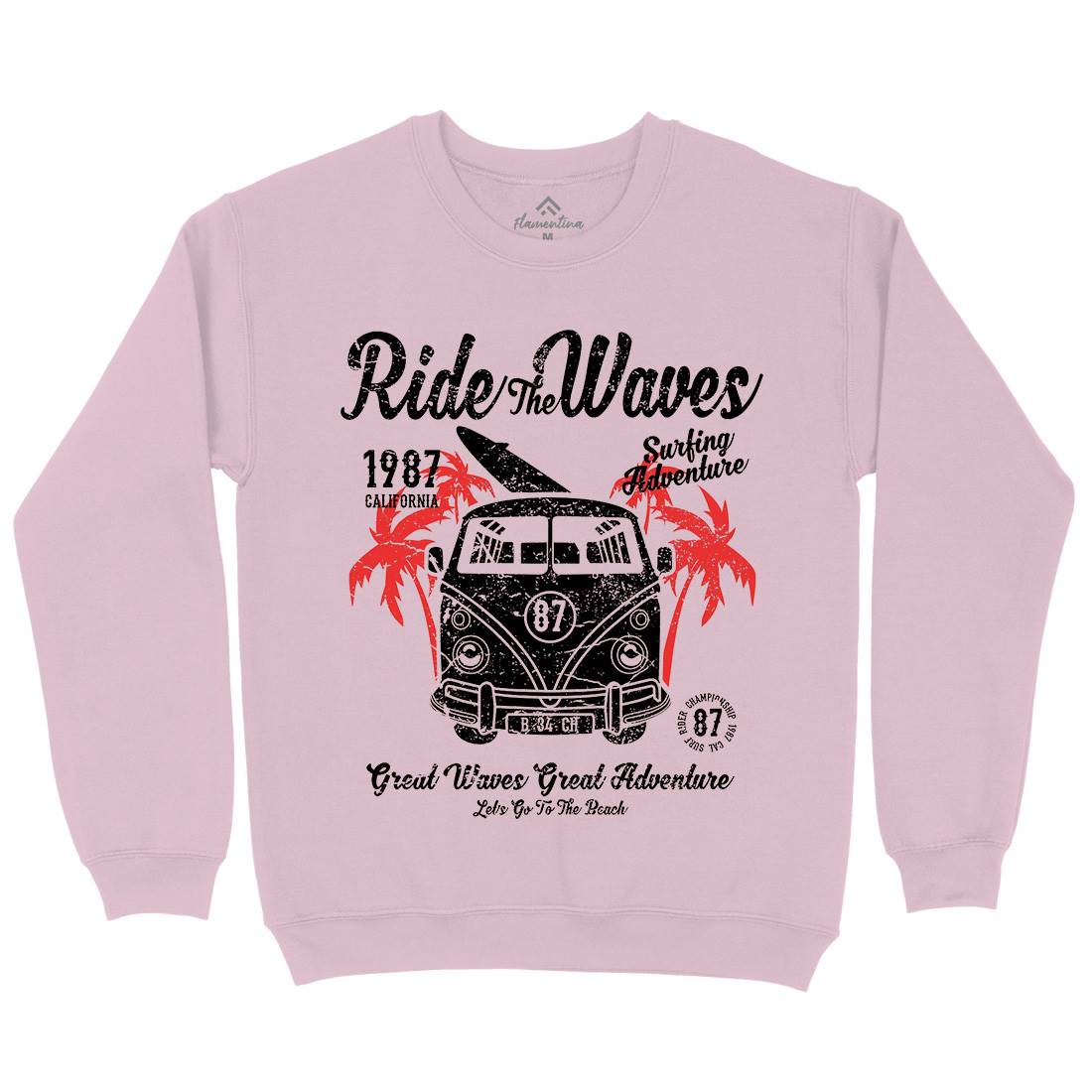 Ride The Waves Kids Crew Neck Sweatshirt Surf A119