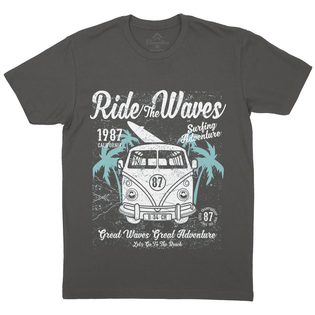 Ride The Waves Mens Crew Neck T-Shirt Surf A119