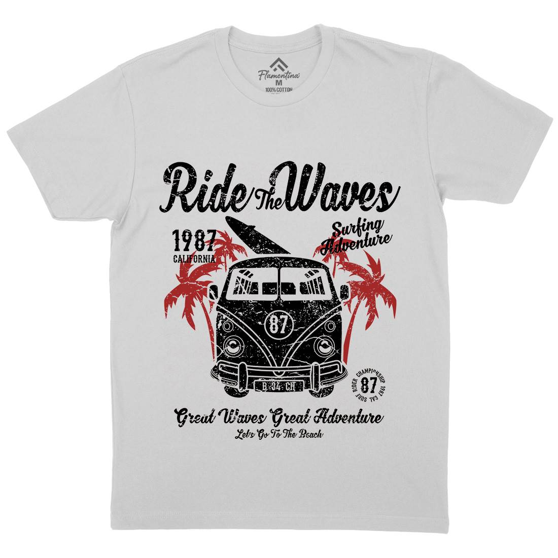 Ride The Waves Mens Crew Neck T-Shirt Surf A119