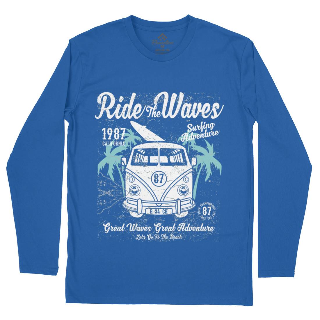 Ride The Waves Mens Long Sleeve T-Shirt Surf A119