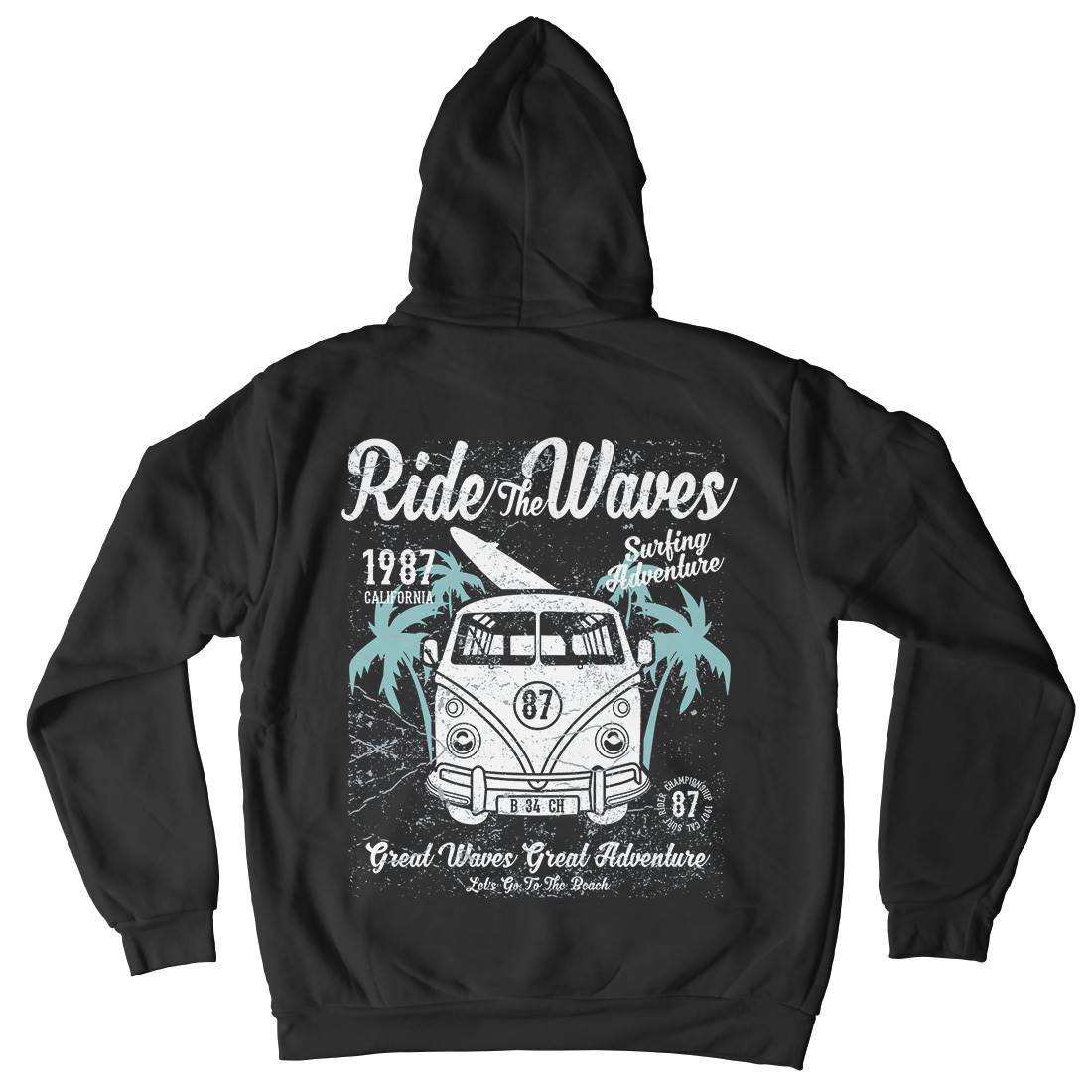 Ride The Waves Mens Hoodie With Pocket Surf A119