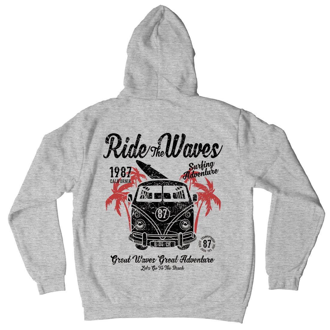 Ride The Waves Mens Hoodie With Pocket Surf A119