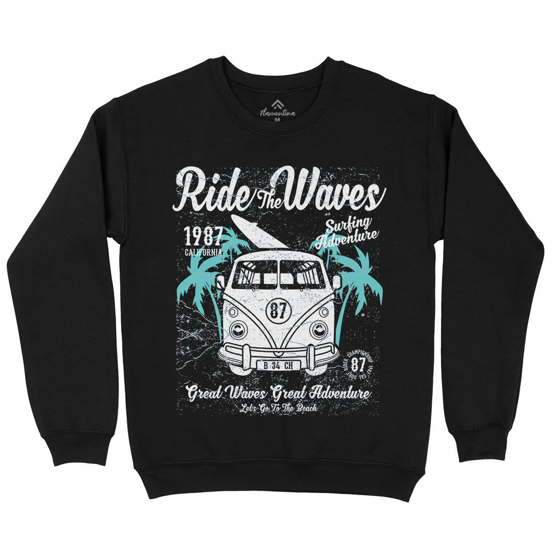 Ride The Waves Kids Crew Neck Sweatshirt Surf A119