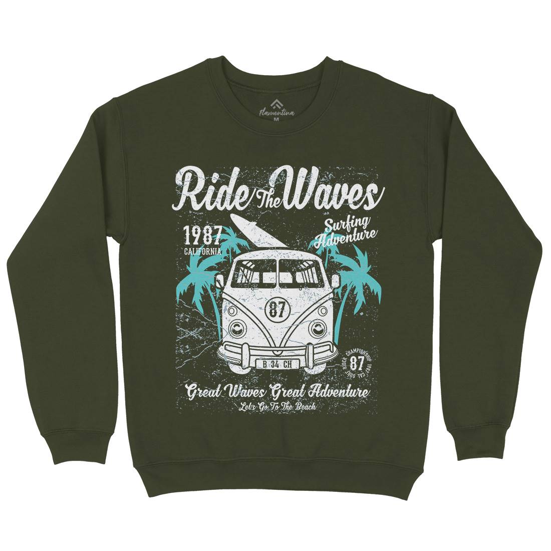 Ride The Waves Mens Crew Neck Sweatshirt Surf A119