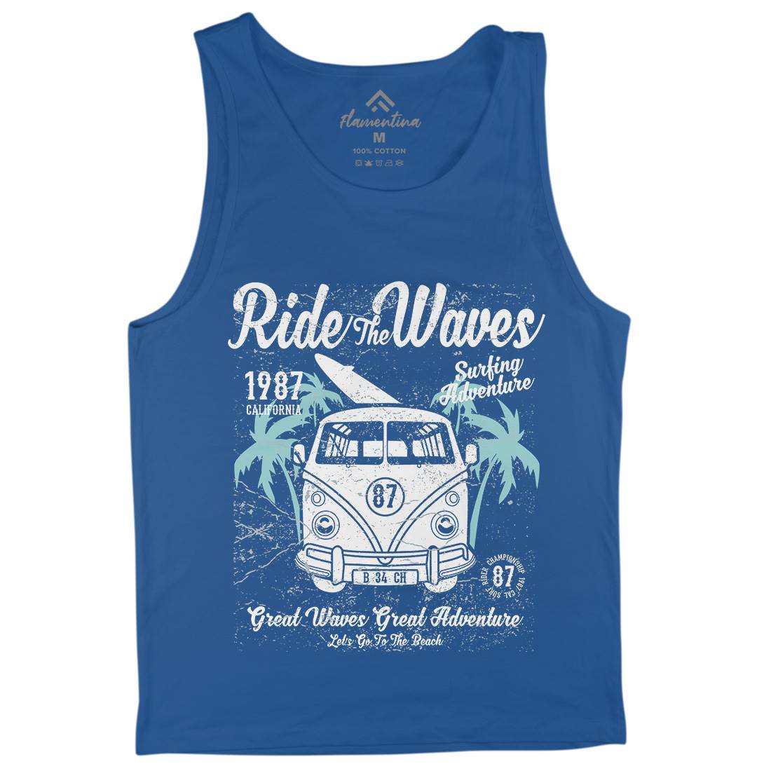 Ride The Waves Mens Tank Top Vest Surf A119