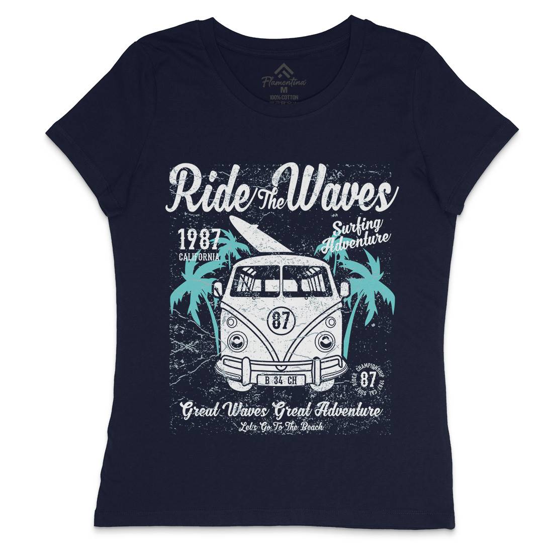 Ride The Waves Womens Crew Neck T-Shirt Surf A119