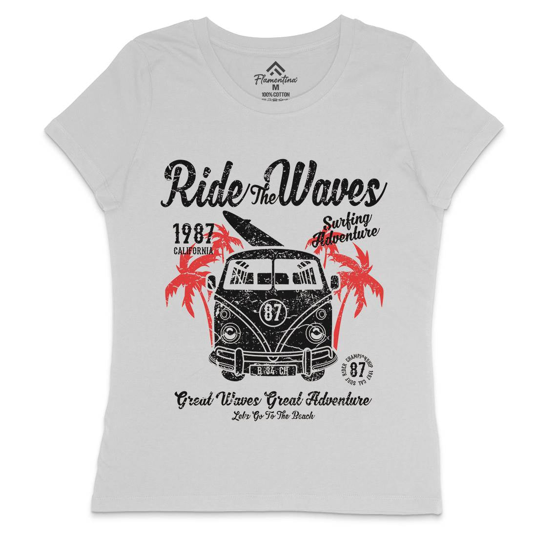 Ride The Waves Womens Crew Neck T-Shirt Surf A119