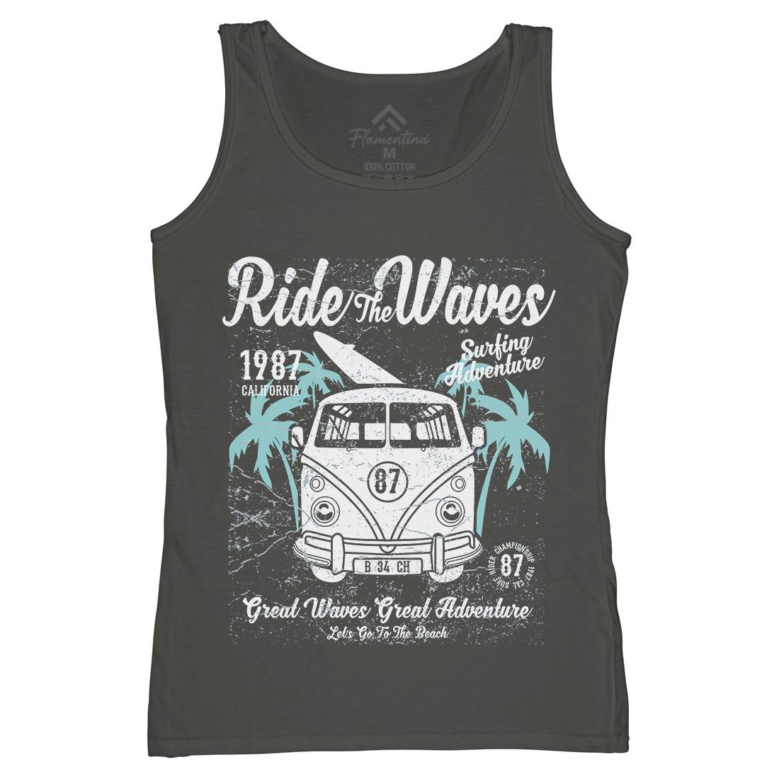 Ride The Waves Womens Organic Tank Top Vest Surf A119
