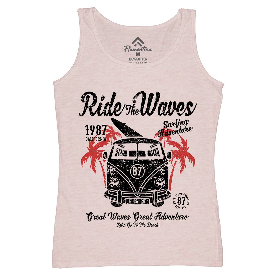 Ride The Waves Womens Organic Tank Top Vest Surf A119