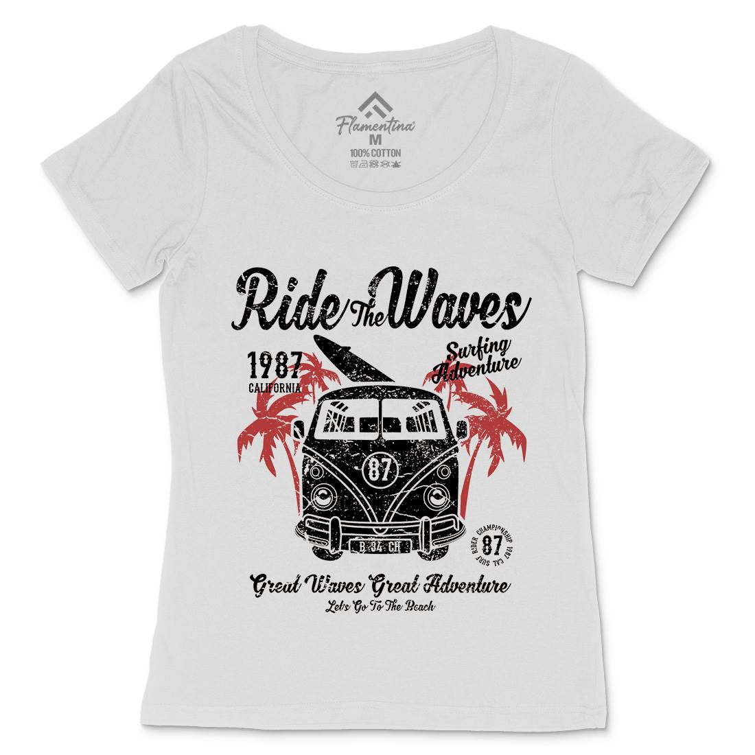Ride The Waves Womens Scoop Neck T-Shirt Surf A119