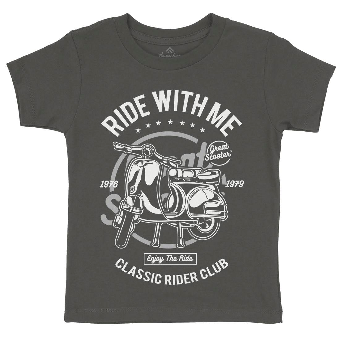 Ride With Me Kids Organic Crew Neck T-Shirt Motorcycles A120