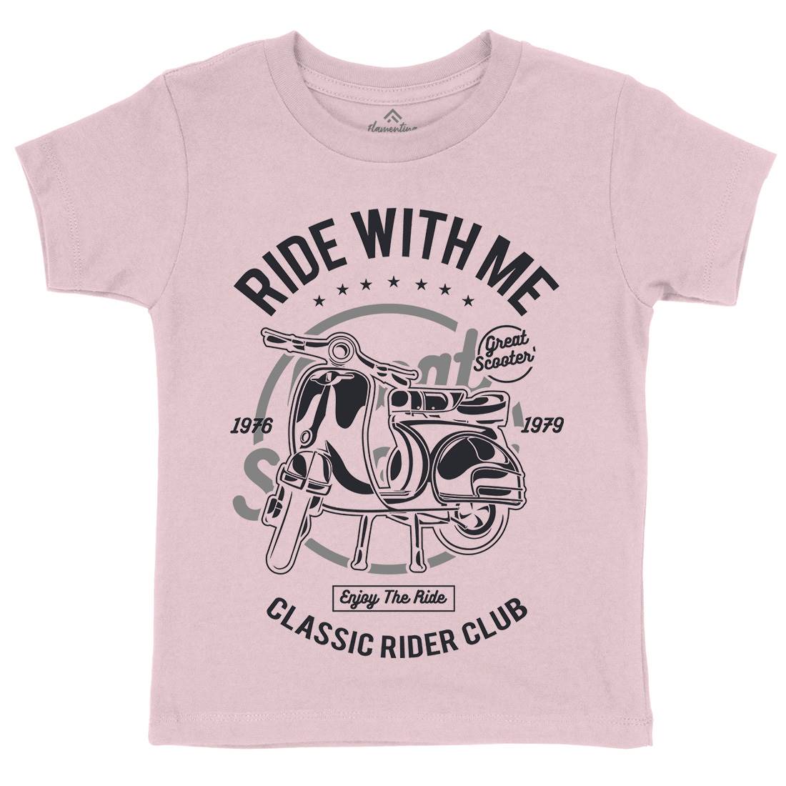 Ride With Me Kids Crew Neck T-Shirt Motorcycles A120