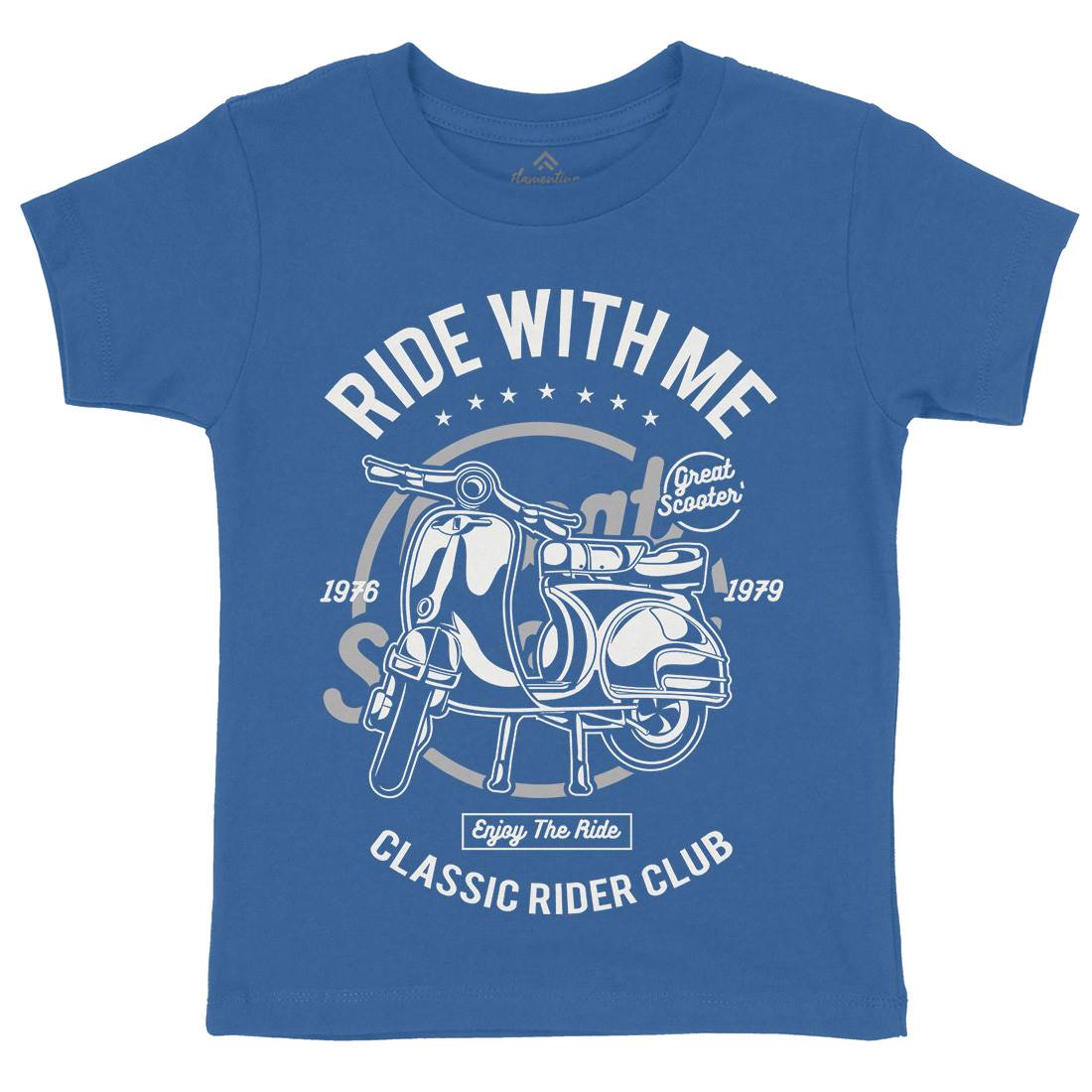 Ride With Me Kids Crew Neck T-Shirt Motorcycles A120