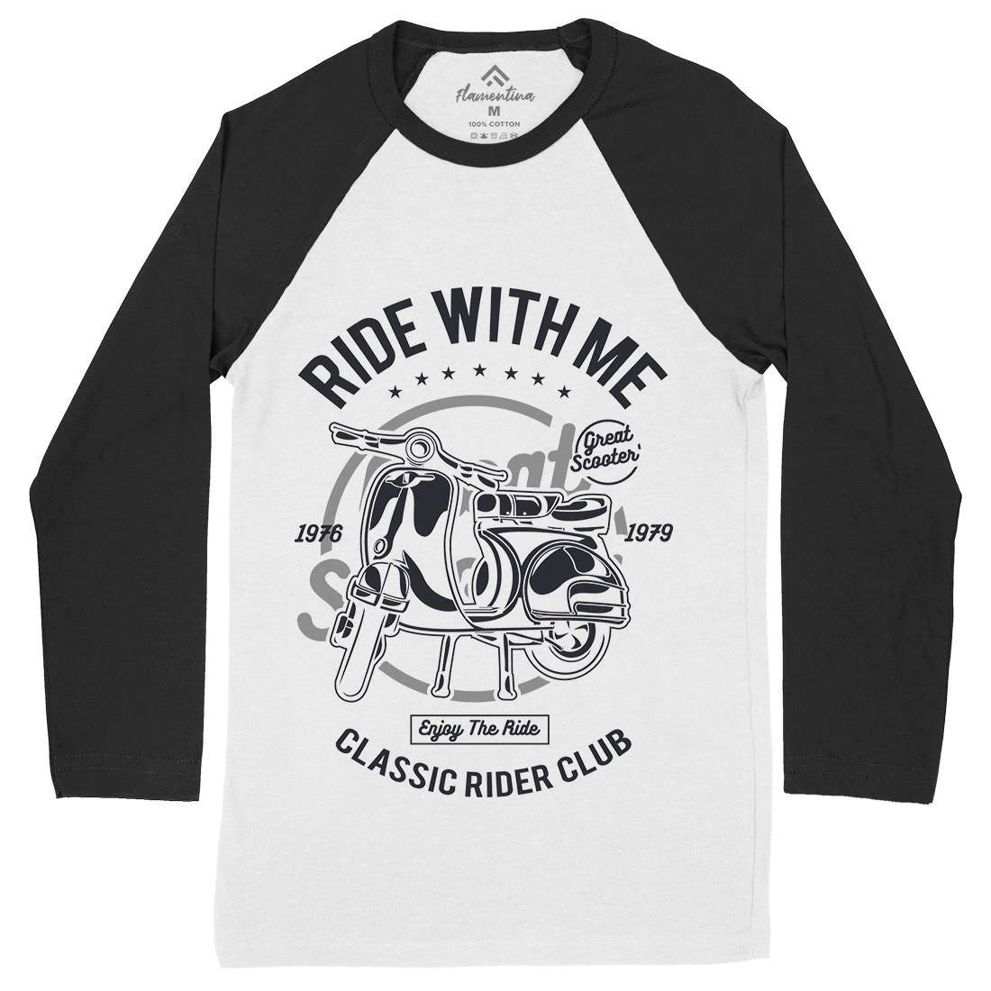 Ride With Me Mens Long Sleeve Baseball T-Shirt Motorcycles A120