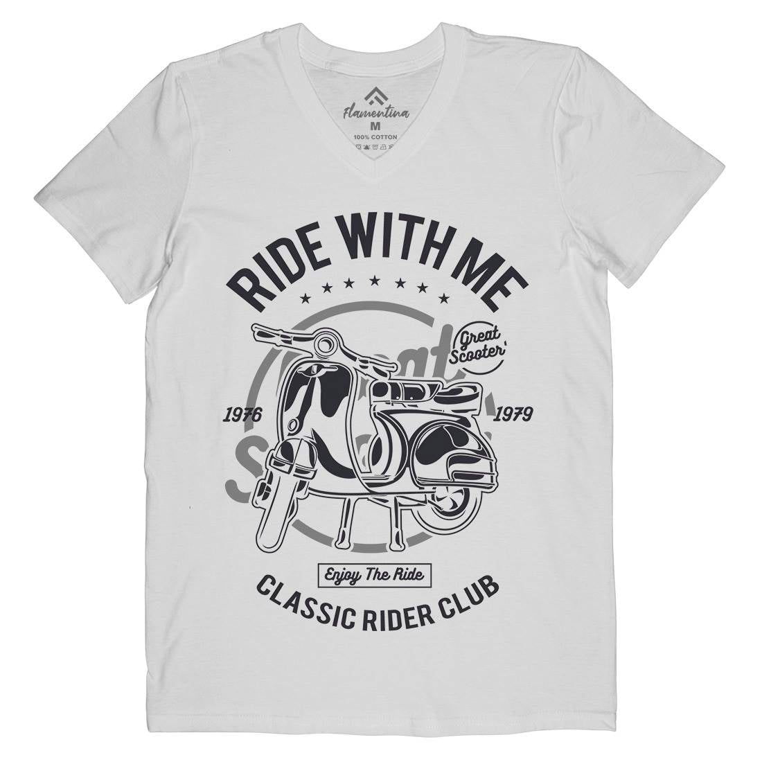 Ride With Me Mens Organic V-Neck T-Shirt Motorcycles A120