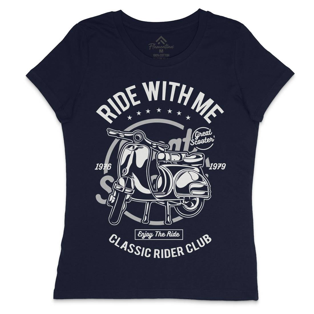 Ride With Me Womens Crew Neck T-Shirt Motorcycles A120