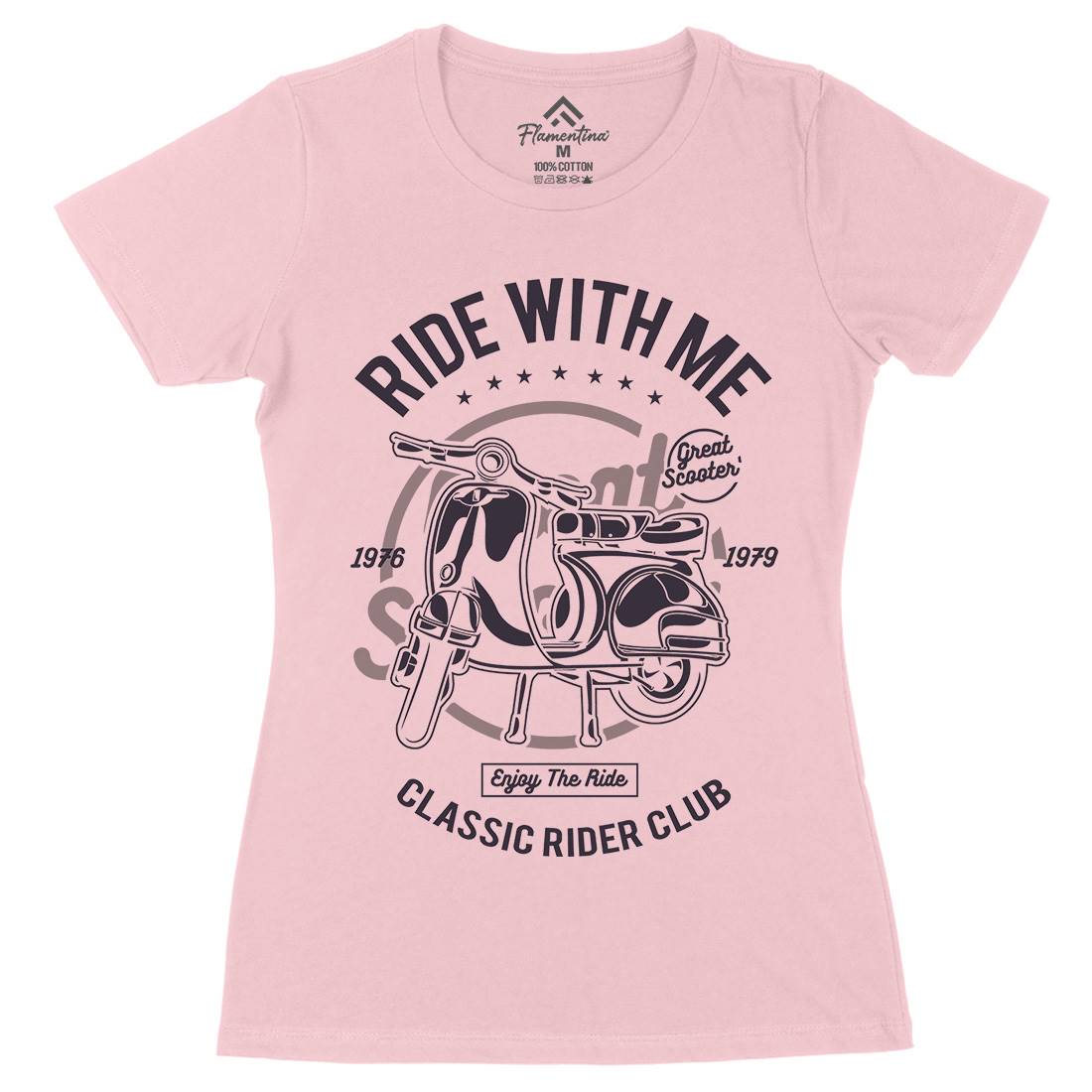 Ride With Me Womens Organic Crew Neck T-Shirt Motorcycles A120