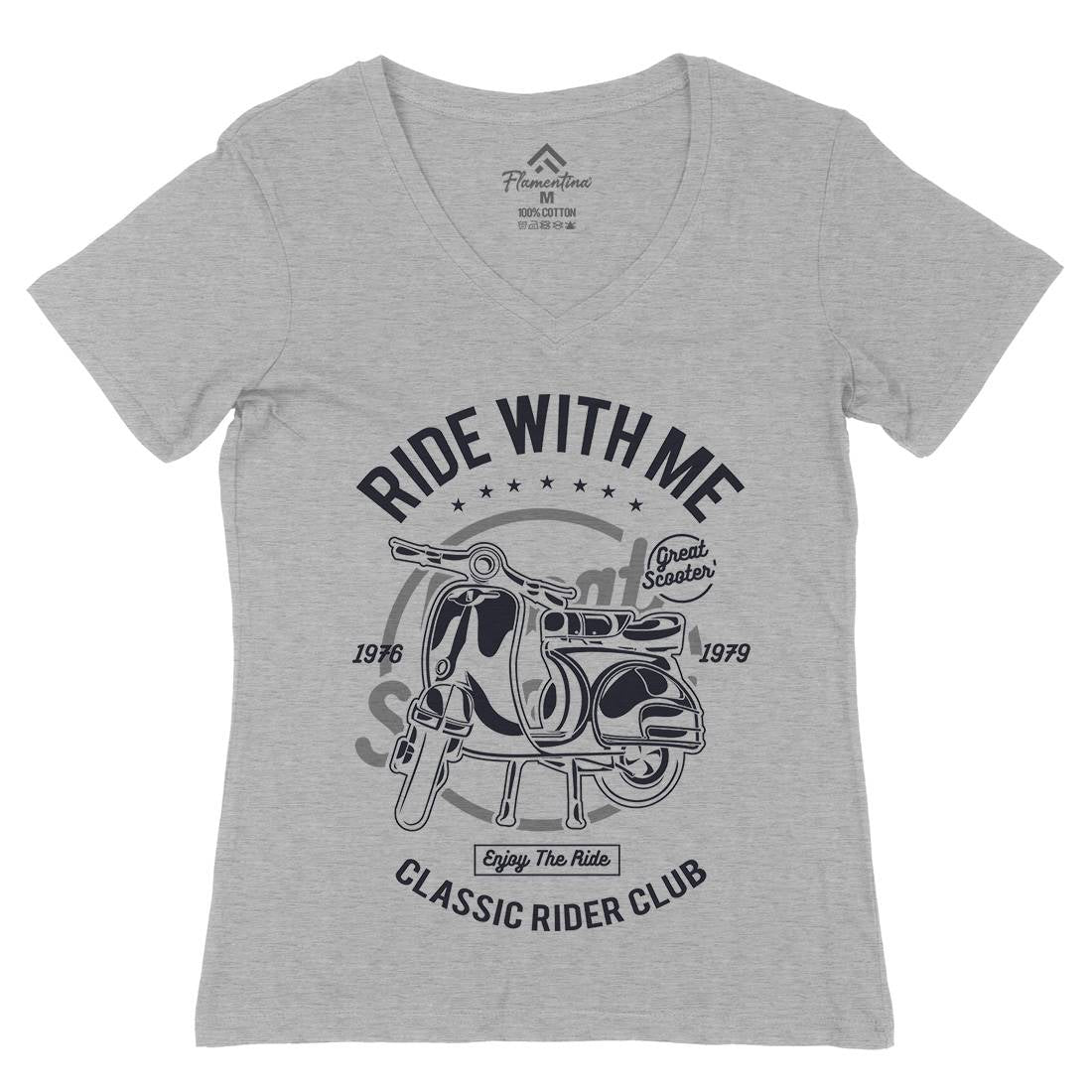Ride With Me Womens Organic V-Neck T-Shirt Motorcycles A120