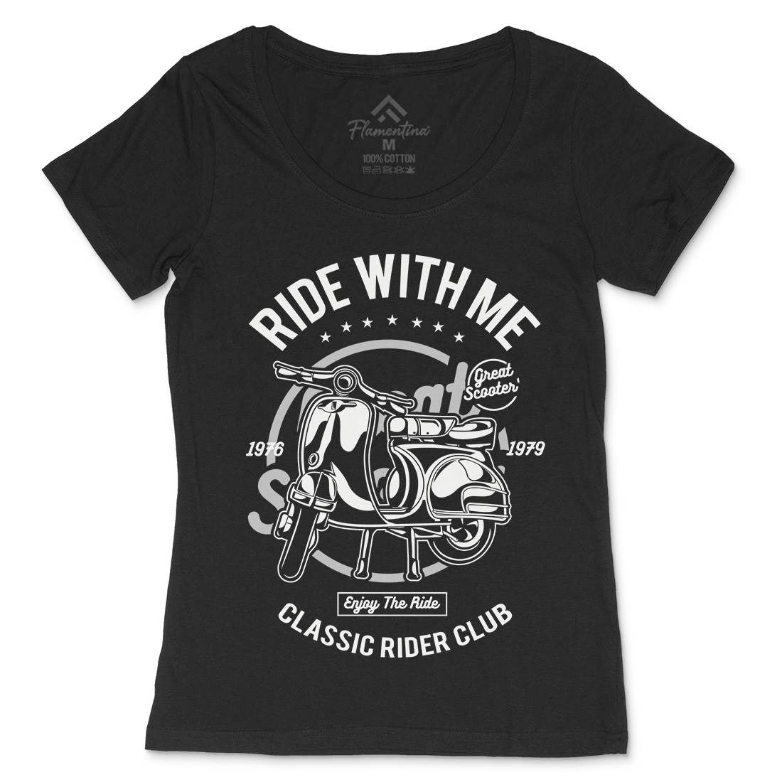 Ride With Me Womens Scoop Neck T-Shirt Motorcycles A120